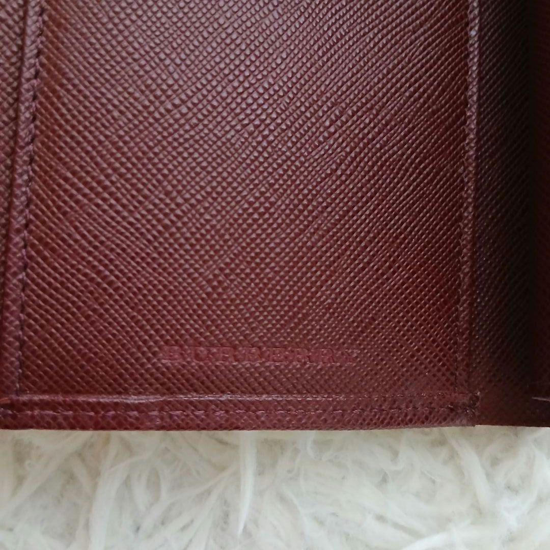 【美品】【BURBERRY】ノバチェック　３つ折り財布　ベージュ　ボルドー