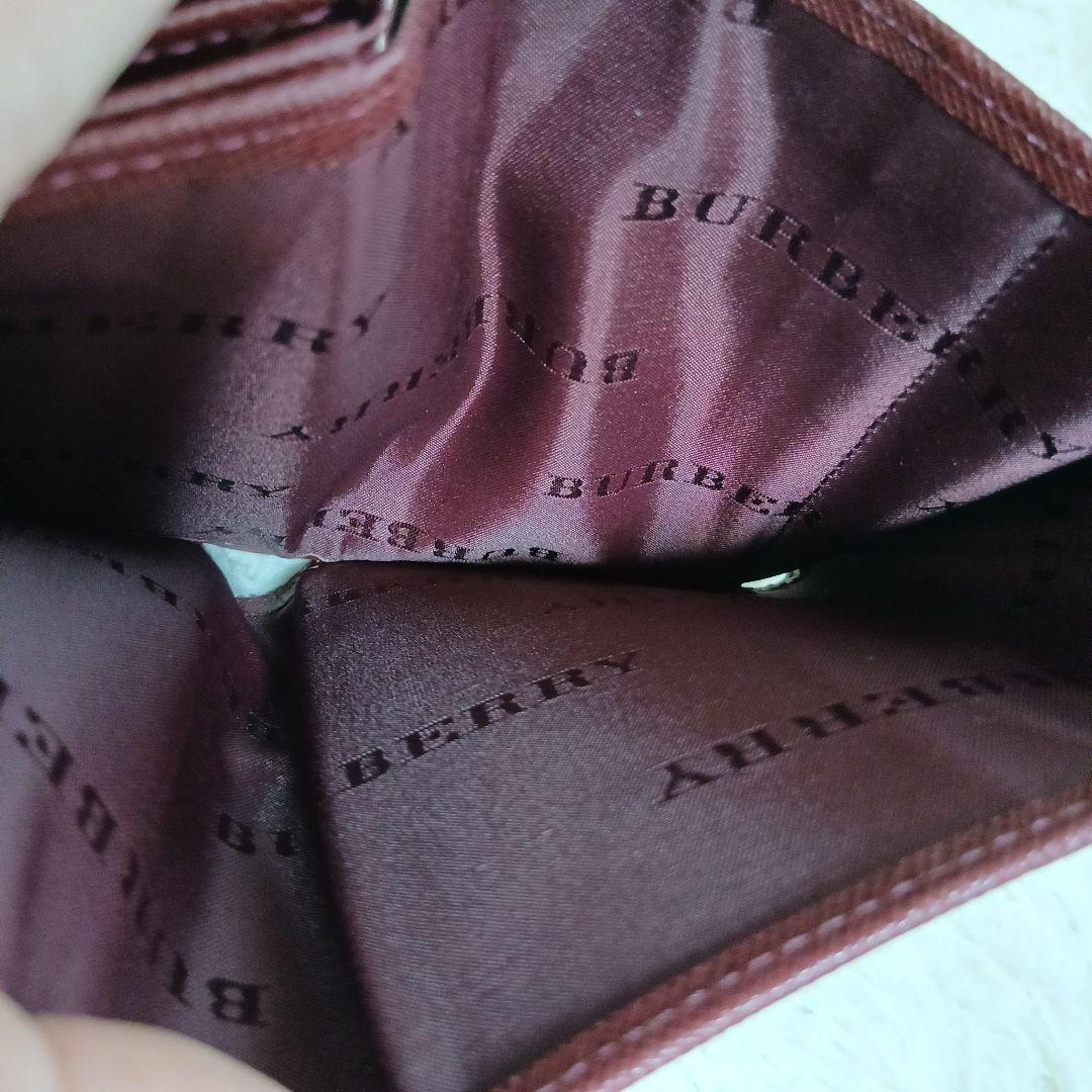 【美品】【BURBERRY】ノバチェック　３つ折り財布　ベージュ　ボルドー