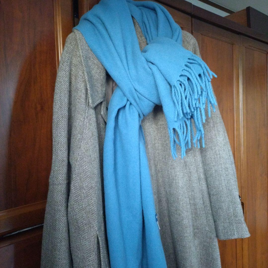 NOLLEYS ヘリンボーン チェスターコート＆ブルーマフラー付き