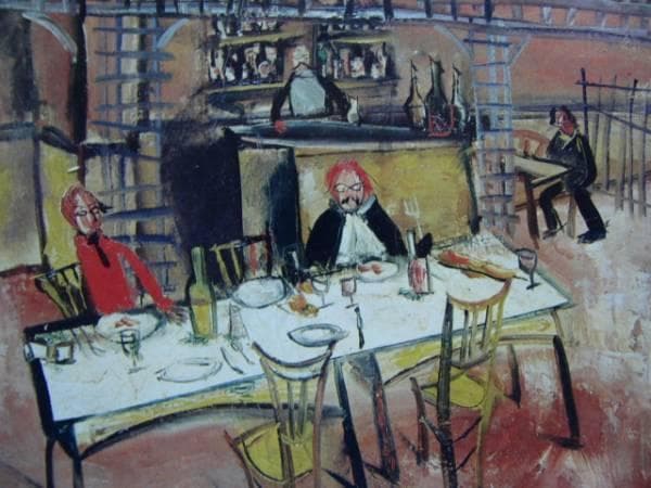 佐伯　祐三　「カフェレストラン」　超希少画集より、新品額装付