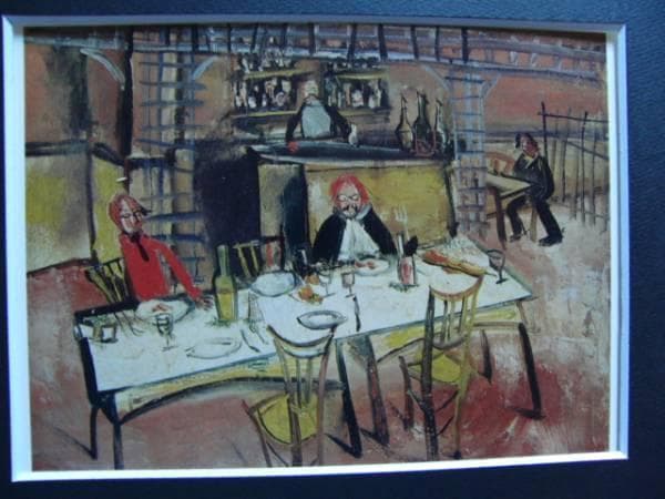 佐伯　祐三　「カフェレストラン」　超希少画集より、新品額装付