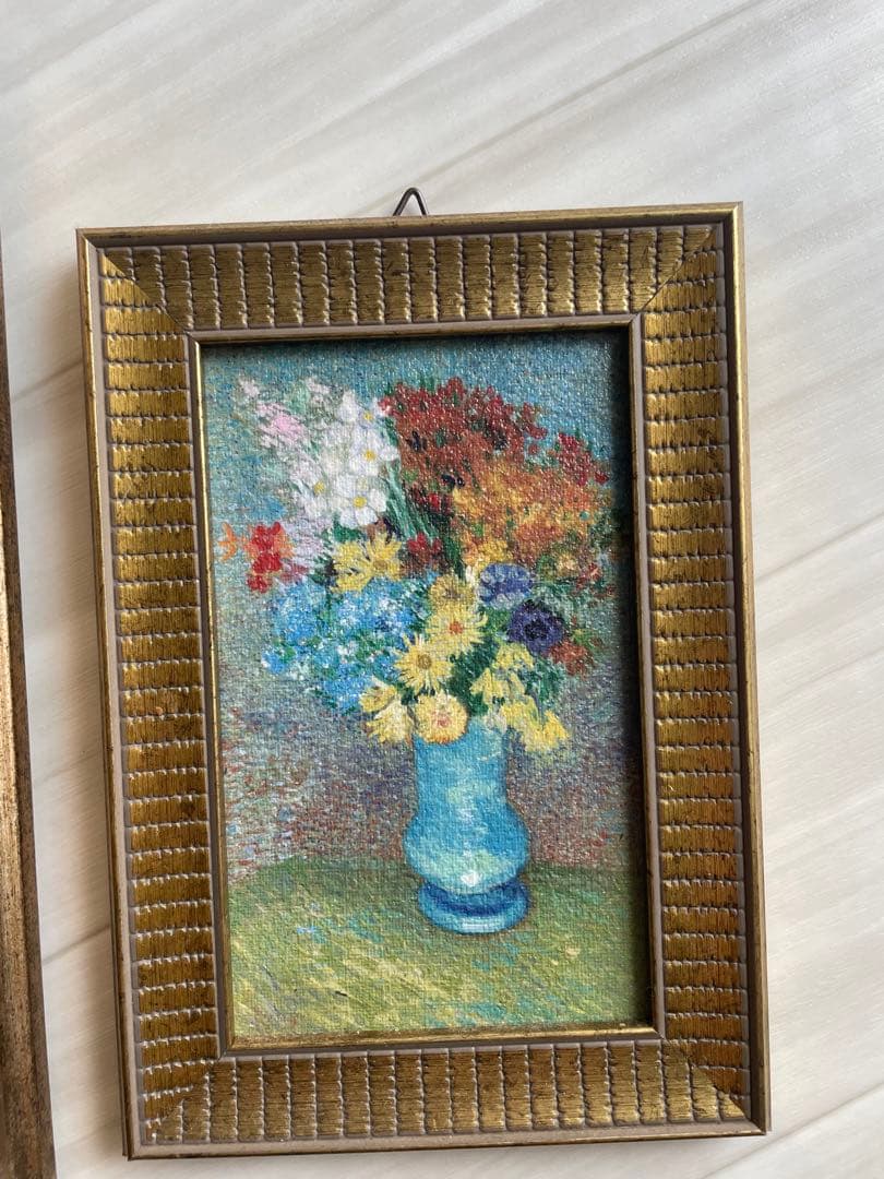 ゴッホ展 複製絵画 2個セット 夜のカフェテラス 青い花瓶の花