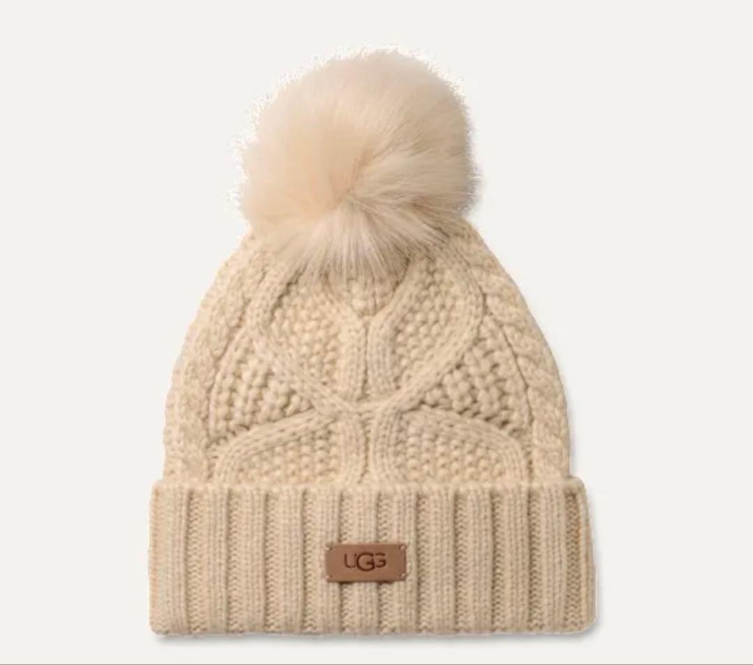帽子 UGG Cable Beanie With Pom Cream