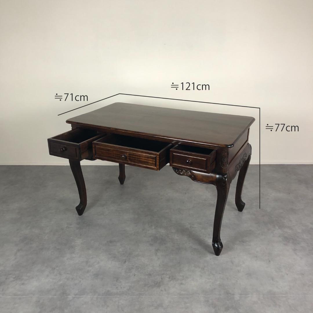 エレガント　猫脚(カブリオールレッグ) 　アンティークデスク
