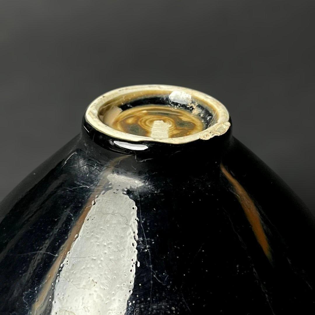 唐物 定窯 黒釉鉄斑紋碗 中国美術 古玩 時代物 SH96