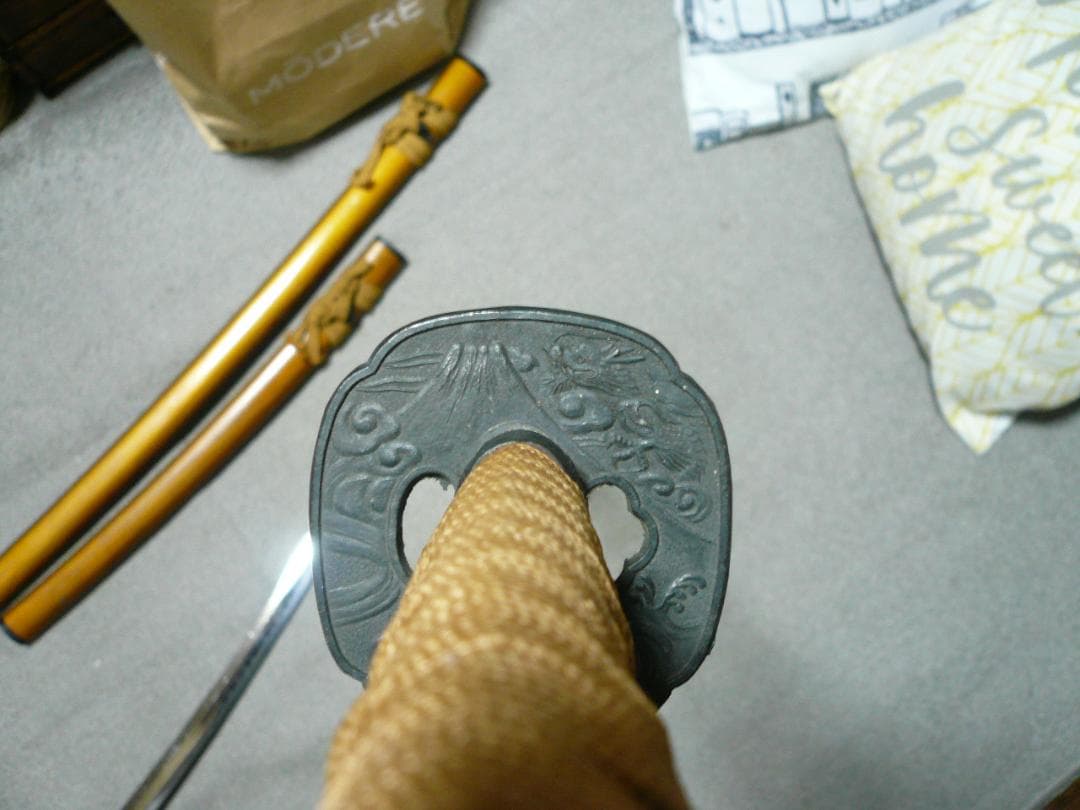 模造刀 日本刀 大小2本 金茶 富士 龍 大刀 脇差