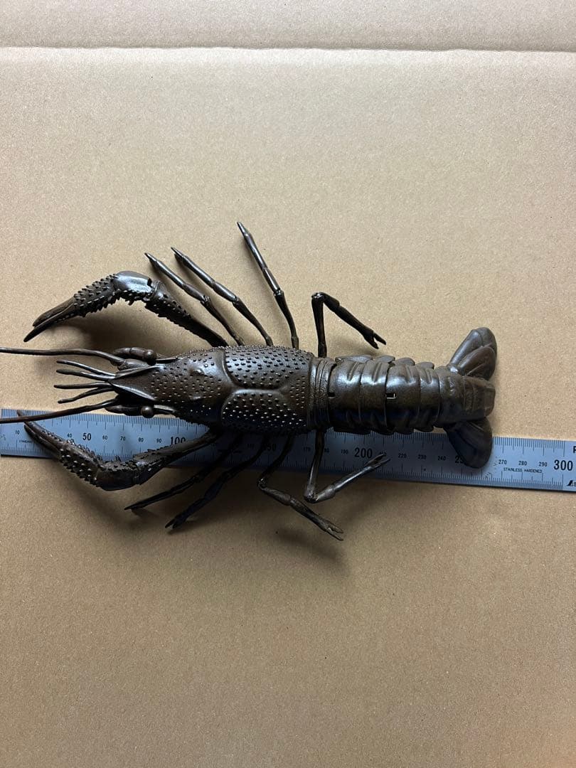 古銅 自在ロブスター 龍蝦 置物 長約27CM