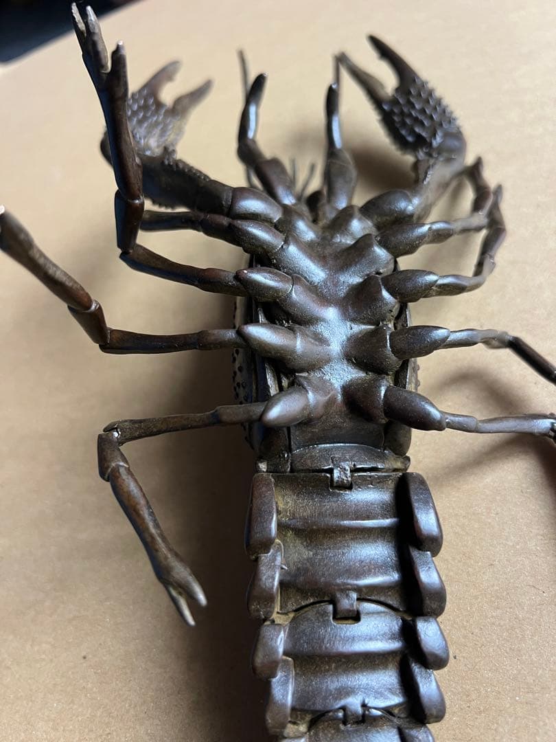 古銅 自在ロブスター 龍蝦 置物 長約27CM