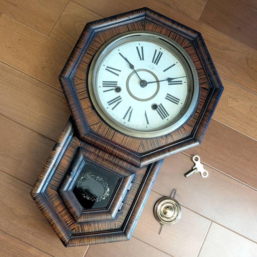 古時計　アンティーク掛時計　振り子時計　掛時計　ゼンマイ時計　精工舎