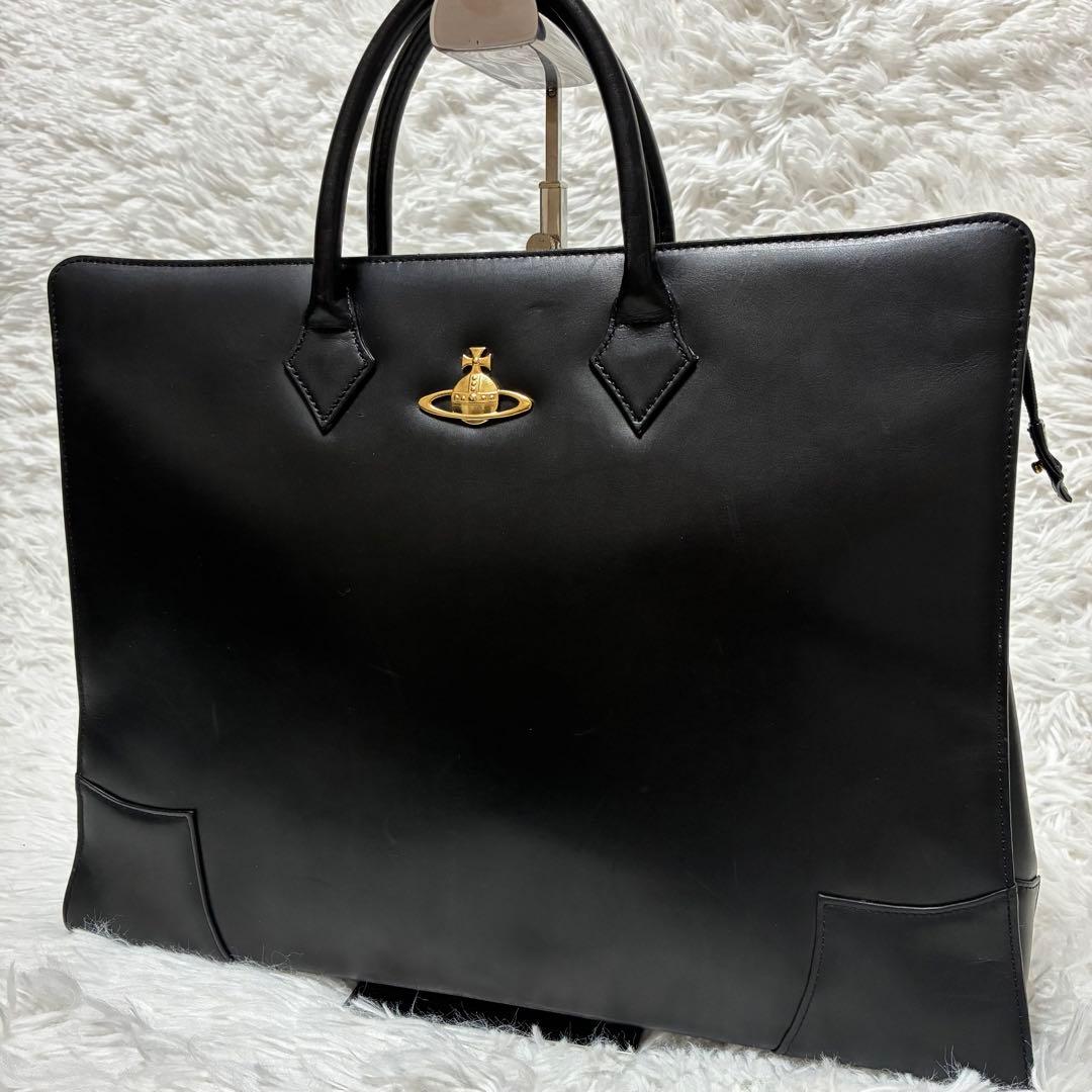 ヴィヴィアンウエストウッド　ビジネスバッグ　金オーブ　ブラック　レザー