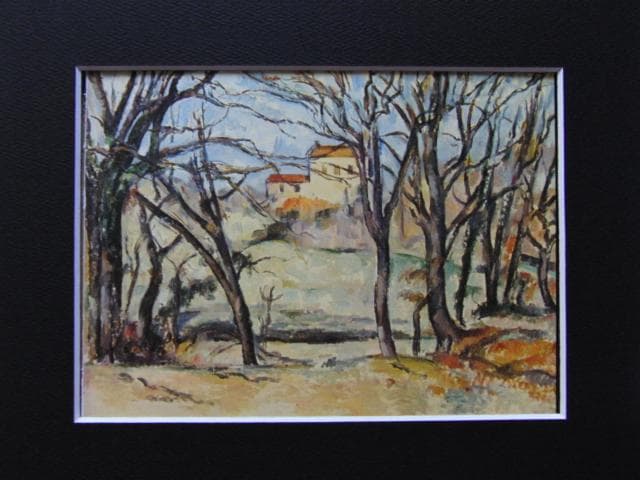 ポール・セザンヌ、【木と家】、希少な画集画より、新品高級額・額装付