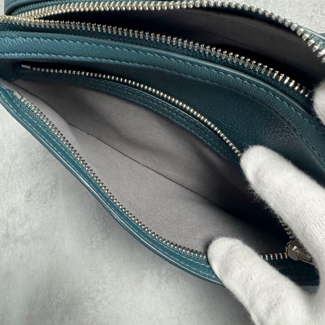 ✨極美品✨マザーハウス リニア ショルダーバッグ ロゴ レザー レディース 深緑