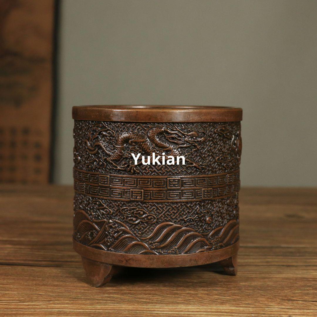 龍鳳香炉 筒式炉 龍鳳呈祥 香道具 装飾品 工芸品 美術品 置物