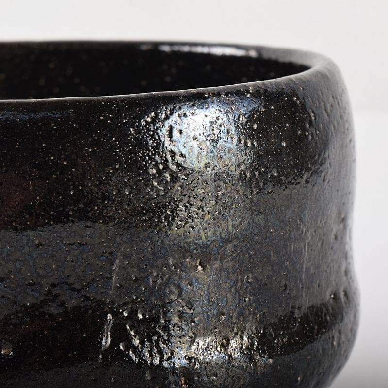 にゅ～まんさん　九代了入作　黒楽茶碗　仕覆付　十代旦入識箱　M　R8522