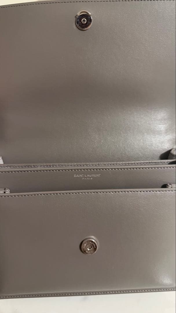 【レア】サンローランパリ サンセット レザー チェーンショルダーバッグ グレー