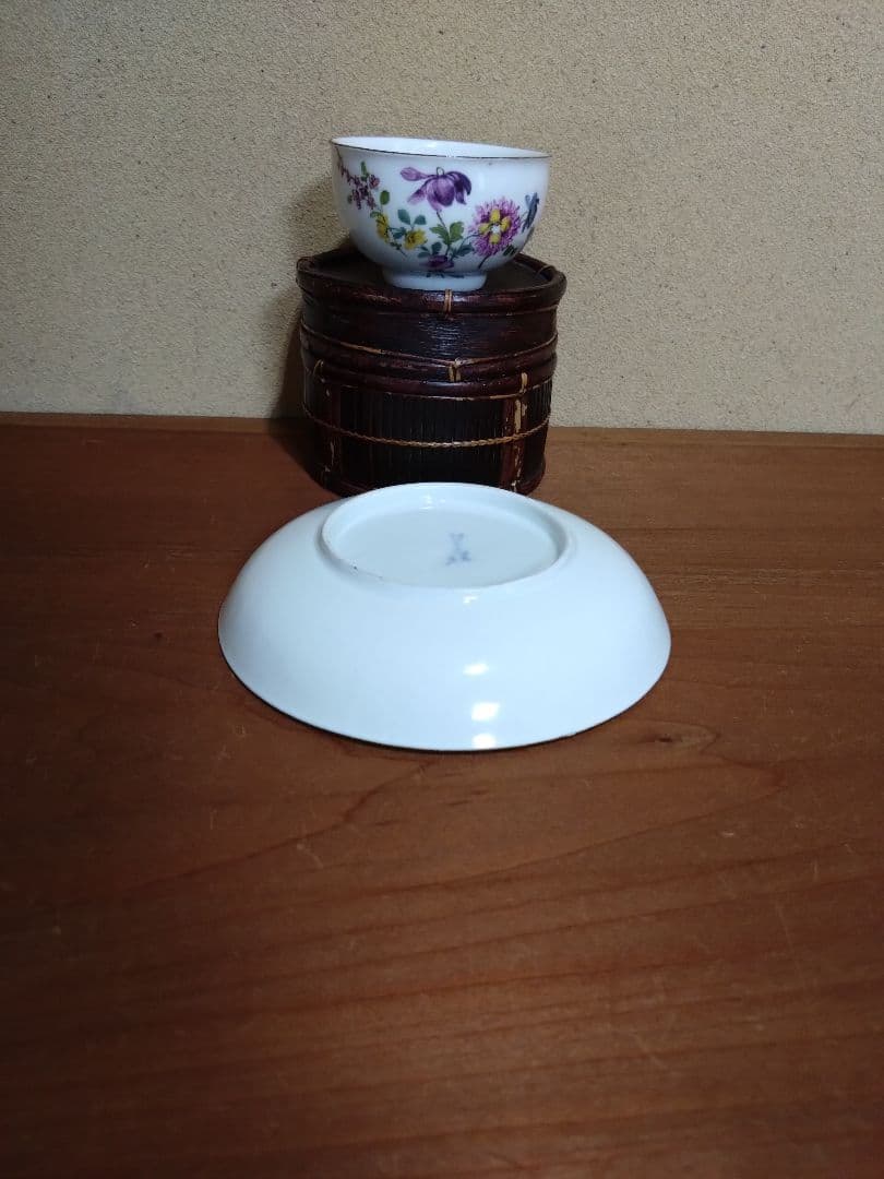 18世紀 オールドマイセン 色絵 花紋 カップ＆ソーサー 音色抜群