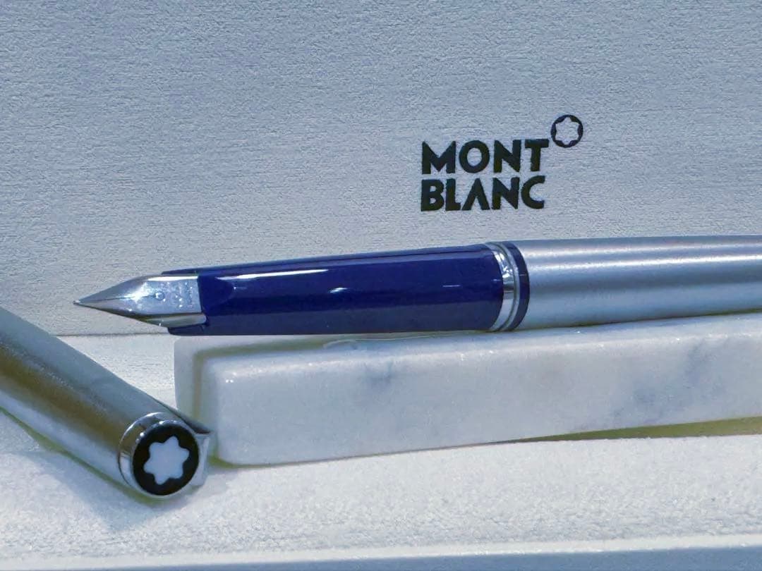 【美品】モンブラン No300 万年筆シルバー&ブルー