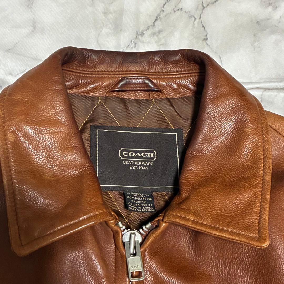 COACH 本革 リアルレザー 茶 ブラウン ライダース フライトジャケット