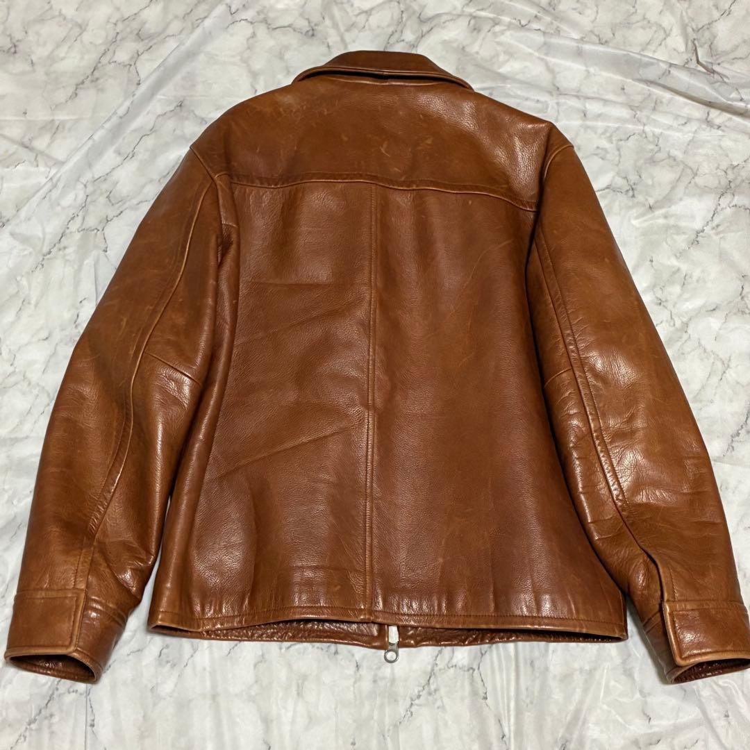 COACH 本革 リアルレザー 茶 ブラウン ライダース フライトジャケット