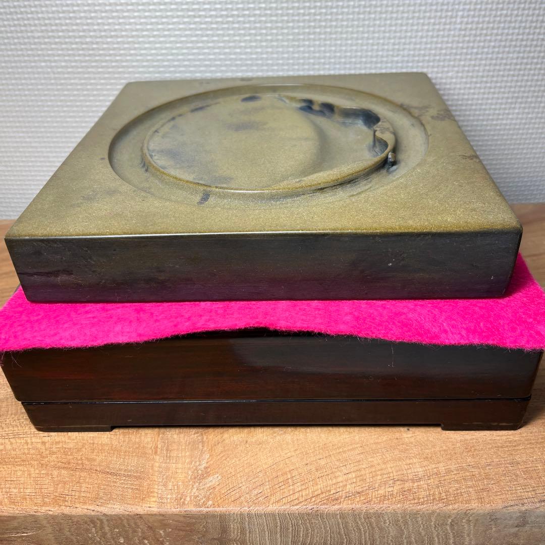 ⭕️澄泥硯　⭕️正方硯　中国　縁起の金運シンボル　ヒキガエル　色合い綺麗