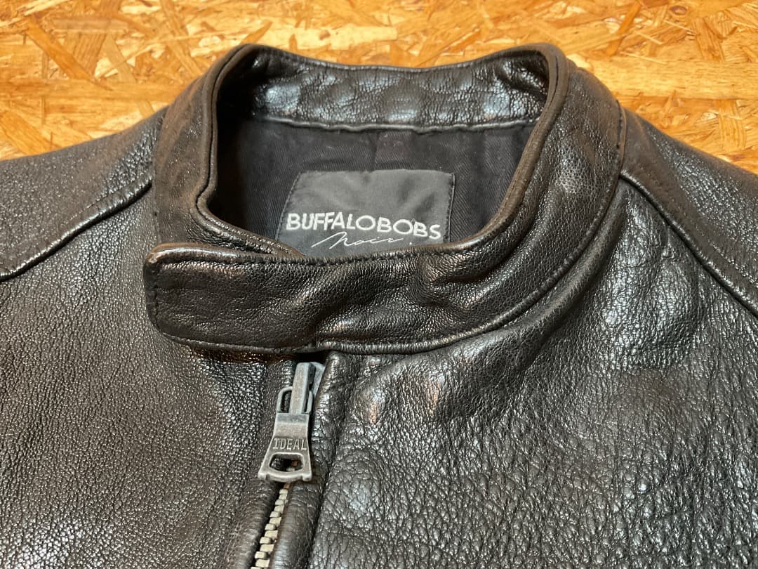 バッファローボブズ ラムレザー シングルライダースジャケット シワ加工 Y2K