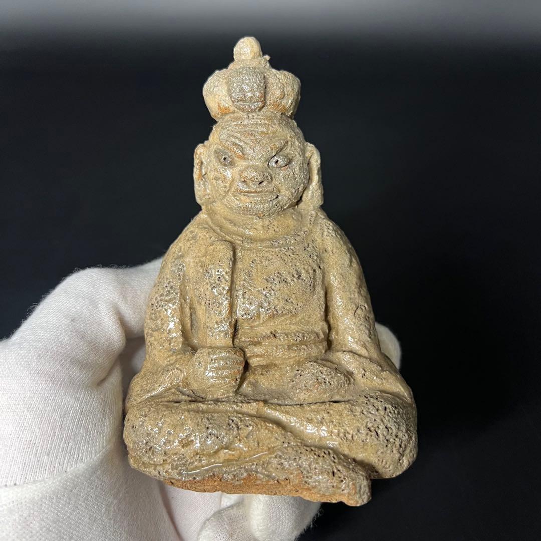 ◎古道具 庵々◎時代物 陶製 閻魔大王像 古陶 仏像 骨董品◎置物仏教美術古美術