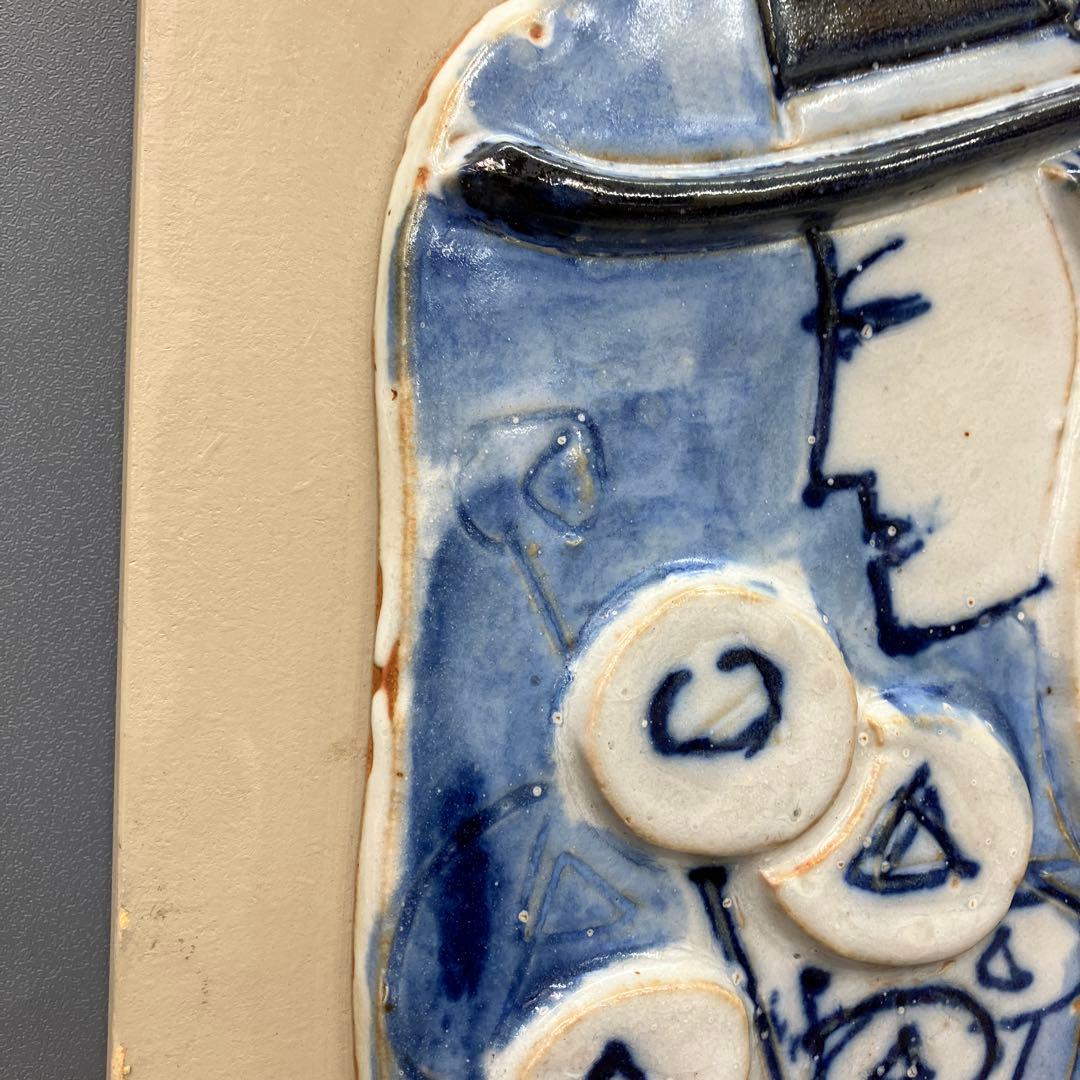 希少 加藤工芸 KATO KOGEI 陶板画 壁掛け CERAM 手描き ブルー