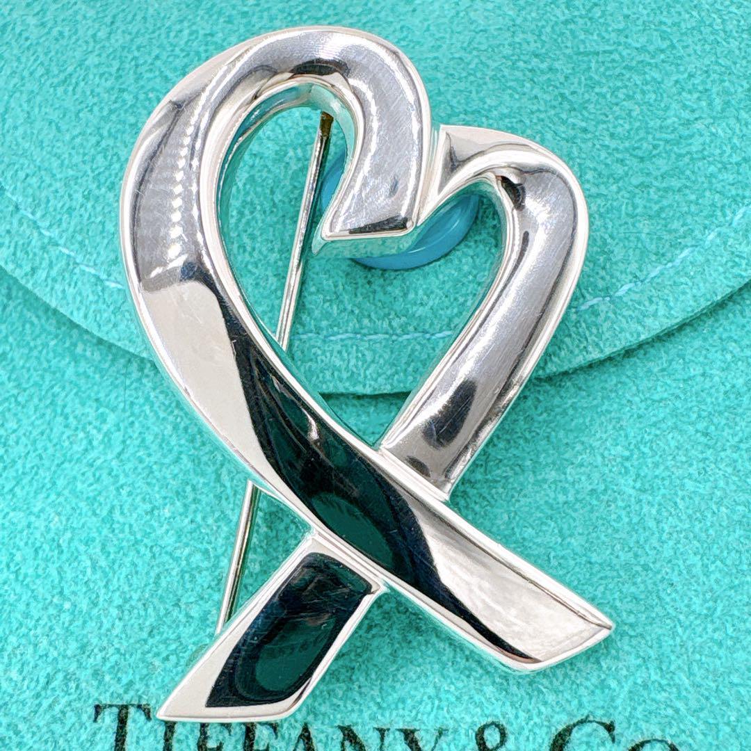 極美品 オールドティファニー ラビングハート ブローチ シルバー925