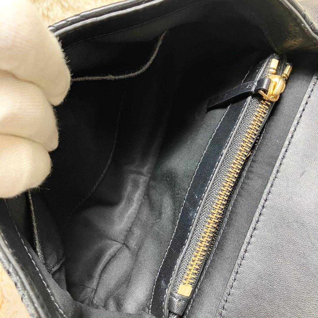 【良品】トリーバーチ＊キルティング ゴールドチェーン レザーブラック