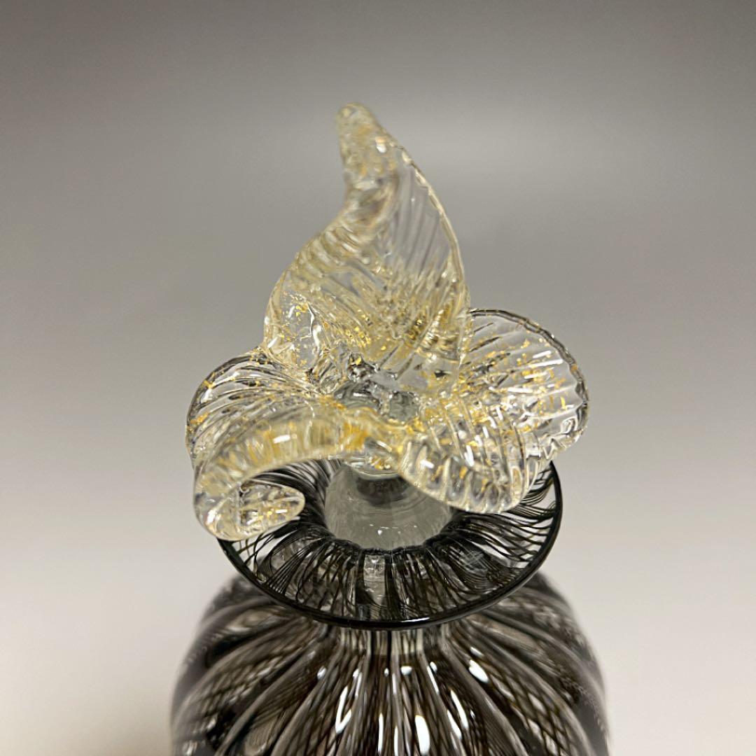 ムラノ／ヴェネチアンガラス＊レース 蓋付 パフュームボトル 香水瓶 一輪挿し