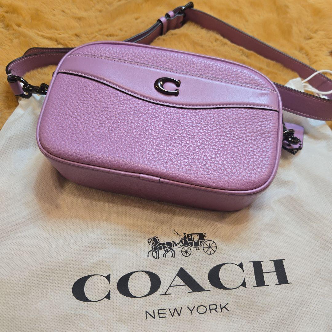 COACH パープルレザーショルダーバッグ