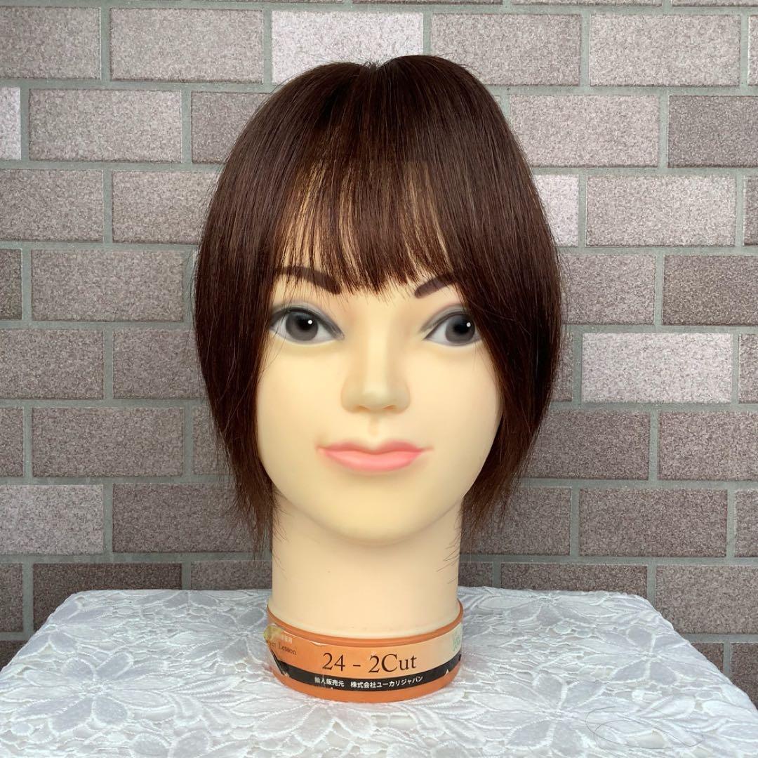 人毛100% 総￼手植 医療用部分ウィッグ ヘアピース ダークブラウンブラック