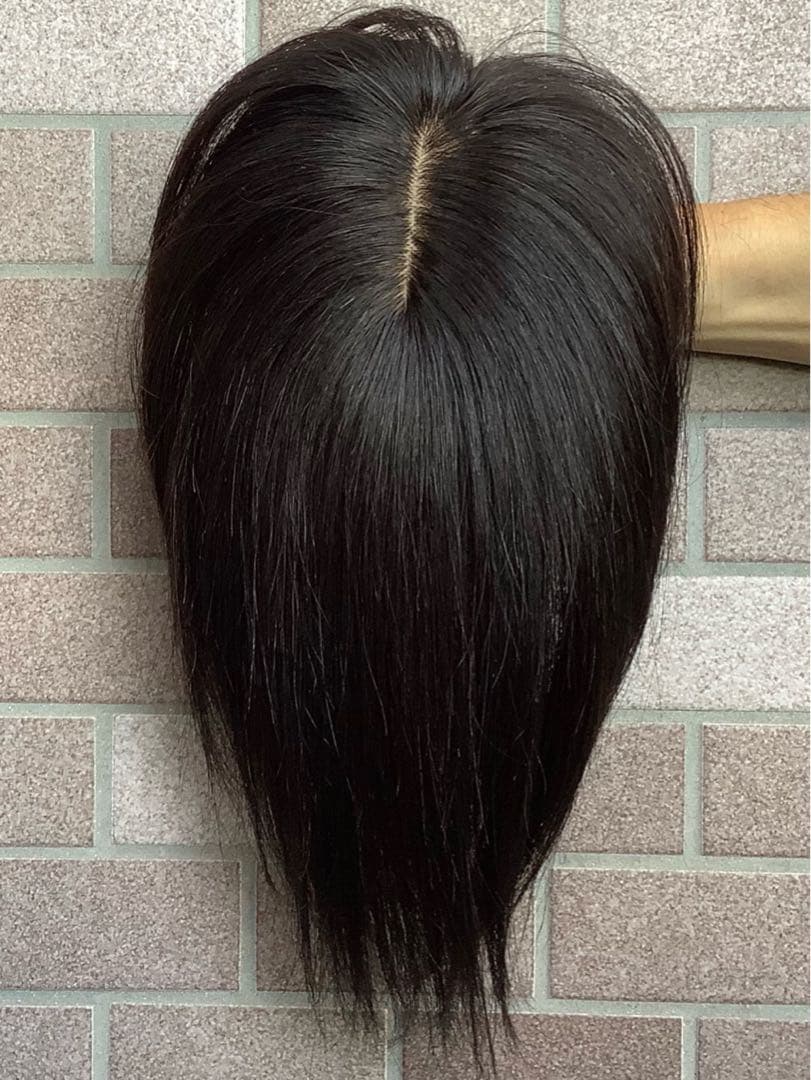 人毛100% 総￼手植 医療用部分ウィッグ ヘアピース ダークブラウンブラック