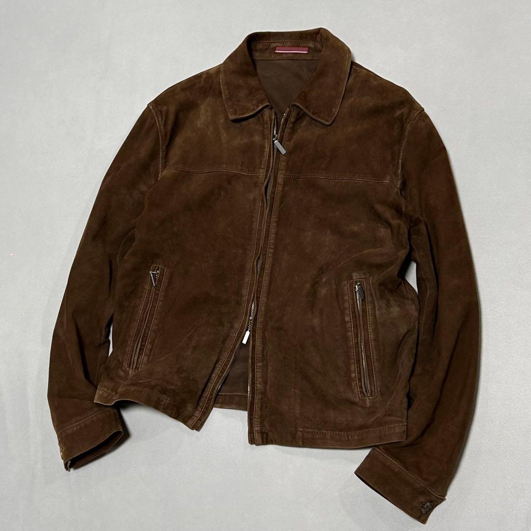 90s イタリア製 ベロア レザー シングルライダース スポーツジャケット