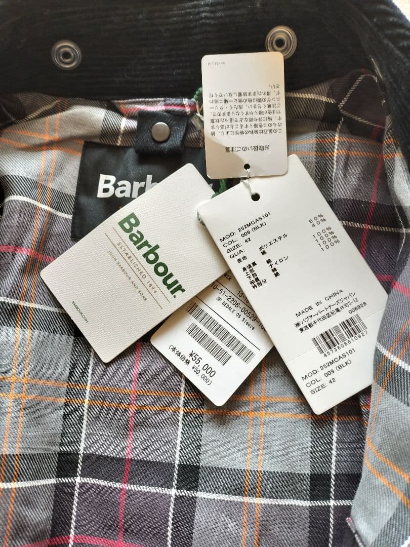 新品 Barbour バブアー 別注 ビデイル OS スリーブ 42 ブラック