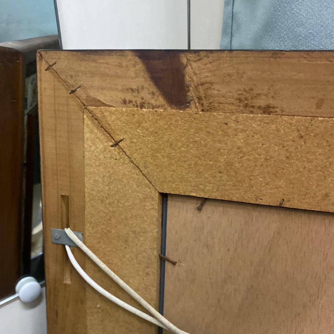 N スペイン製　アンティーク　壁掛けミラー　鏡　タイル張り　送料込み