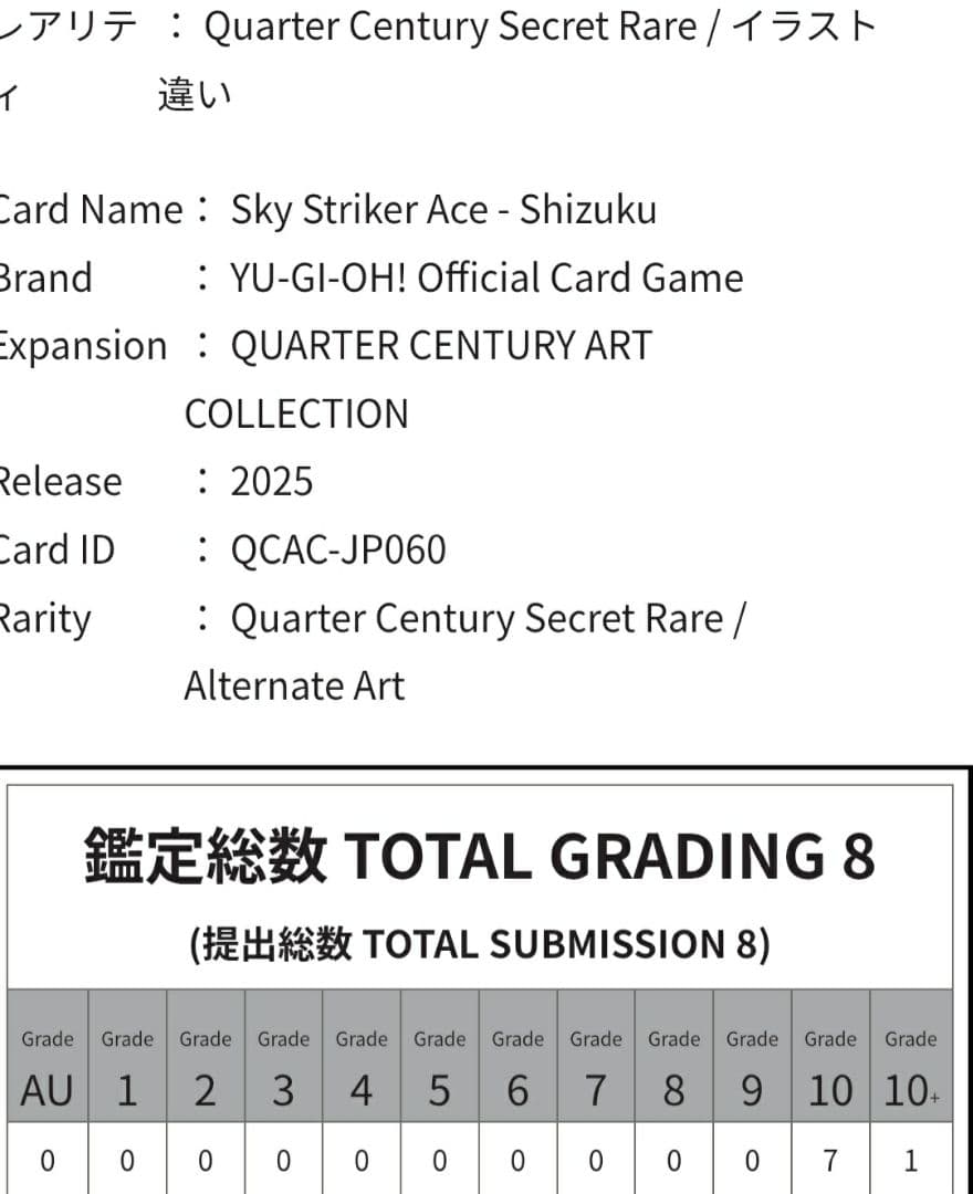 閃刀姫 シズク 25th 絵違い ARS 10+ 【鑑定書あり】遊戯王