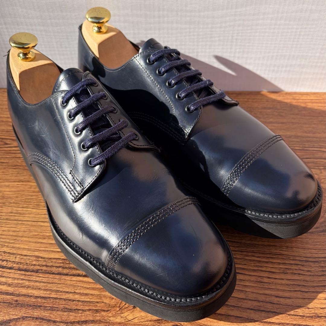 SANDERS サンダース ミリタリーダービー UK7.5 ネイビー 外羽根