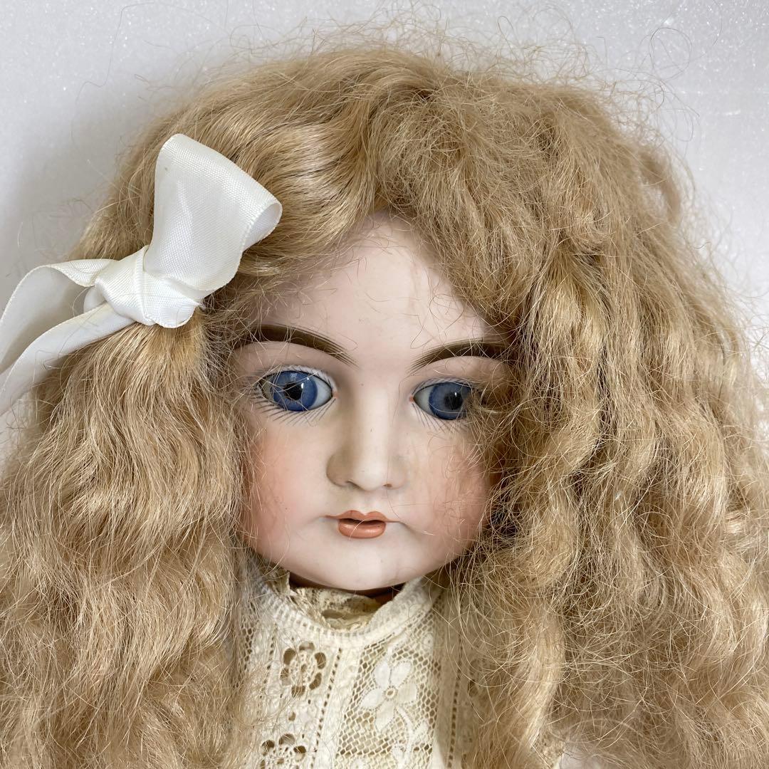 ドイツ製　アンティーク　ビスクドール　ブルースリープアイ　オープンマウス首裏に銘