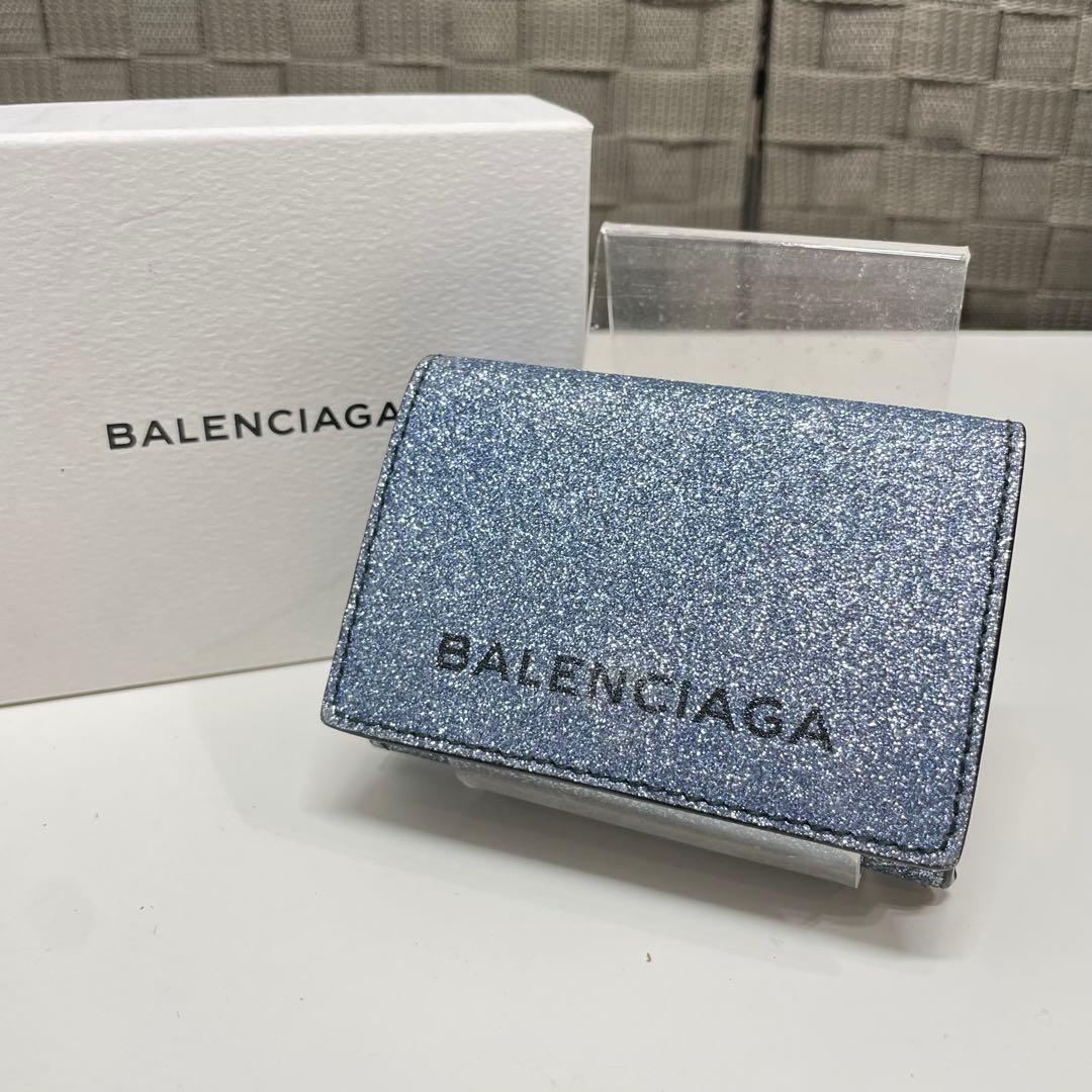 も*☆様 BALENCIAGA グリッターシルバー 三つ折り財布