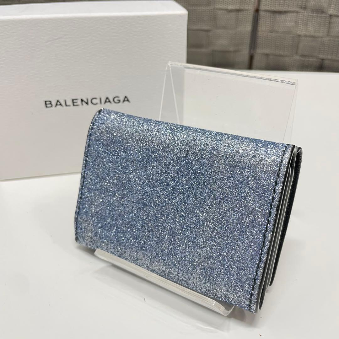 も*☆様 BALENCIAGA グリッターシルバー 三つ折り財布