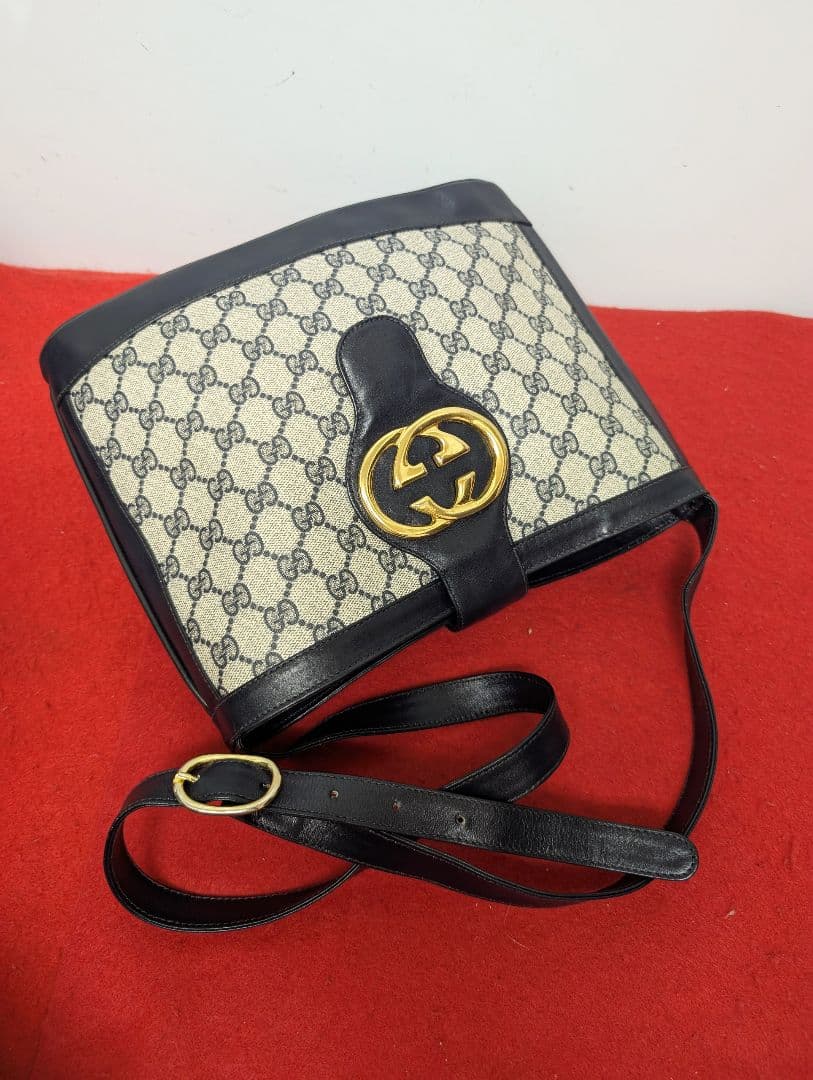 美品 極希少！gucci シェリーライン ショルダーバッグ マーモント ネイビー