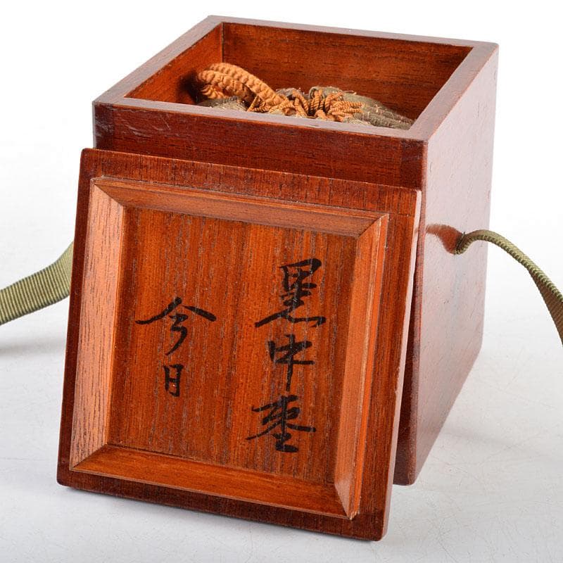 茶道具　塗師　川瀬表完作　黒中棗　仕覆付　淡々斎極め箱　M　R4879