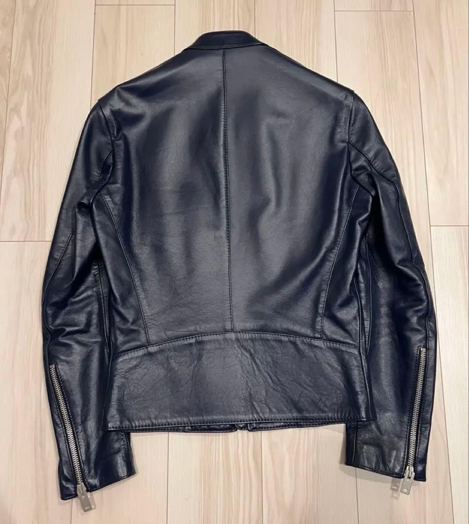 マルジェラ 5zip 八の字 ライダース レザージャケット ダークネイビー