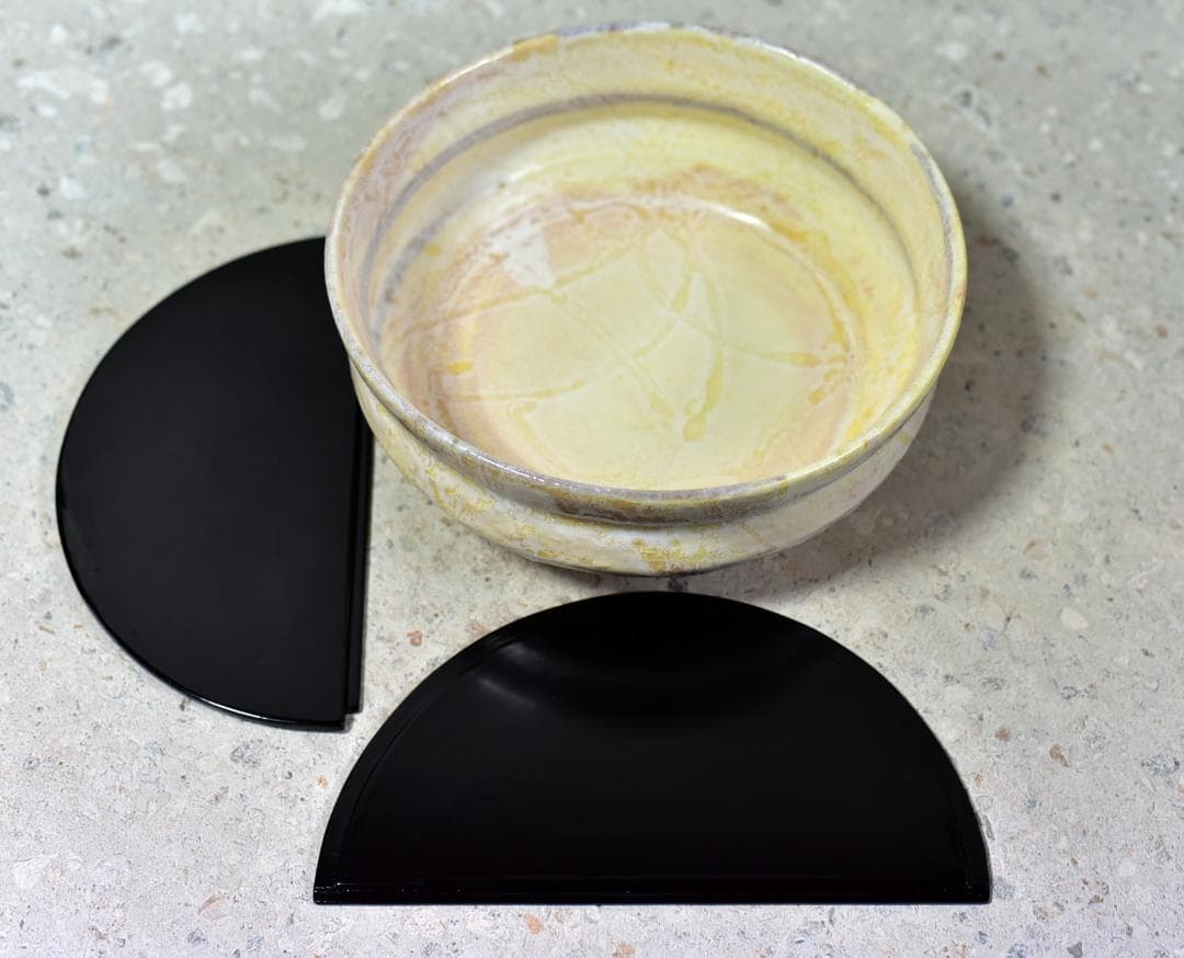 値下げ、藤平正文作京焼　丸平水指　お茶道具/共箱