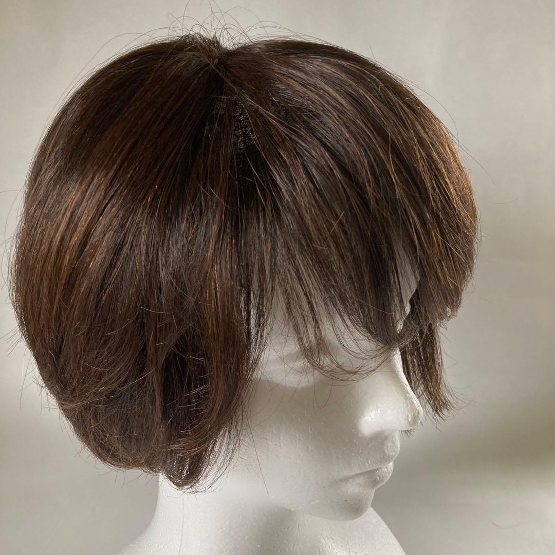 マダムヒロコ　フルウィッグ　ショート　人毛MIX 　総手植え　ナチュラルブラウン