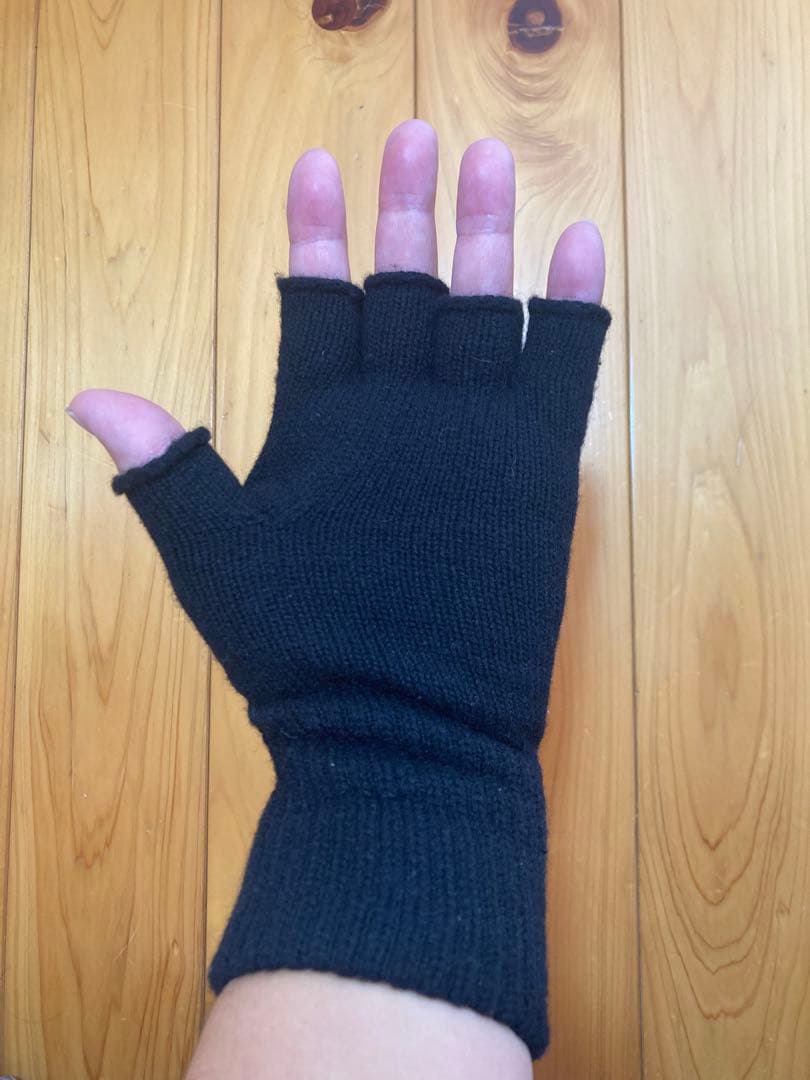 ナンバーナインnumbernine黒ブラック指なしコットン手袋グローブ指抜き