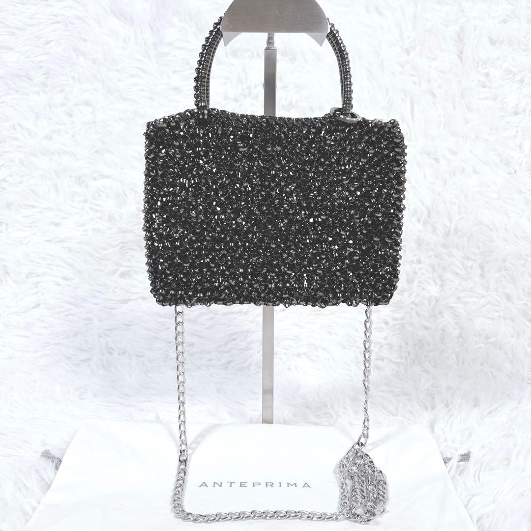 極美品✨アンテプリマ スタンダードスクエア ミニ ショルダーバッグ ブラック