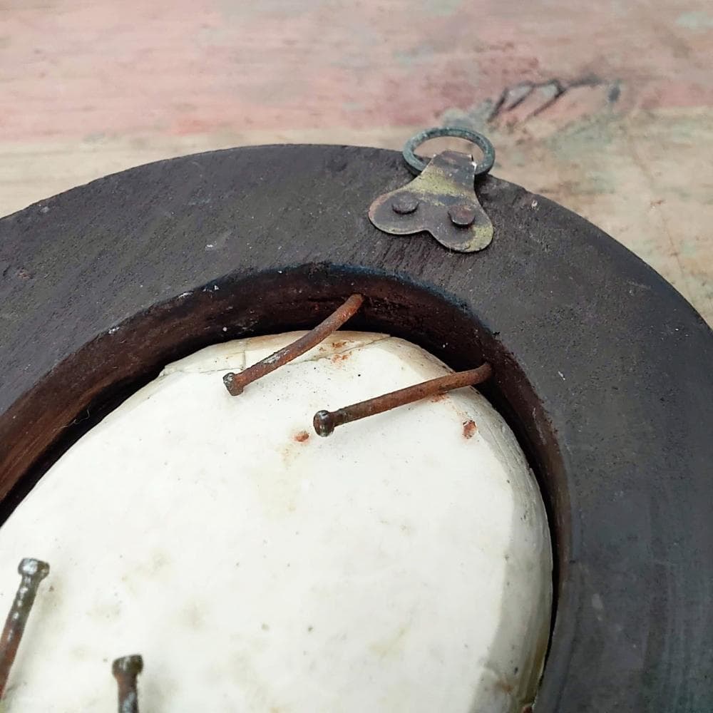 アンティーク　メダイヨン　1800年代　フランス　聖母マリア　石膏　ガラスドーム