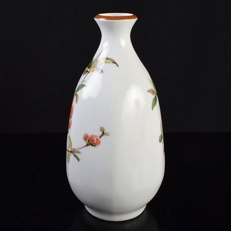 広瀬義之作　色絵　ぼけ之図　面取り壷　共布共箱　V　R9186B